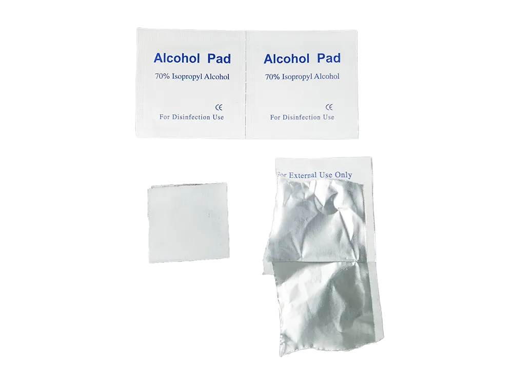 airtight aluminium foil pouch detail Close-up of the multi-layer, airtight aluminum foil packaging of Shevenmed Alcohol Pads