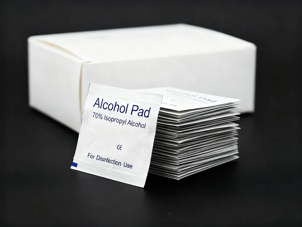 variety of shevenmed alcohol pad sizes Selection of Shevenmed medical alcohol pads showing various sizes and saturation levels.